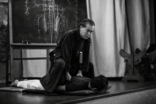 Enhance lighting and sharpness, keep black and white